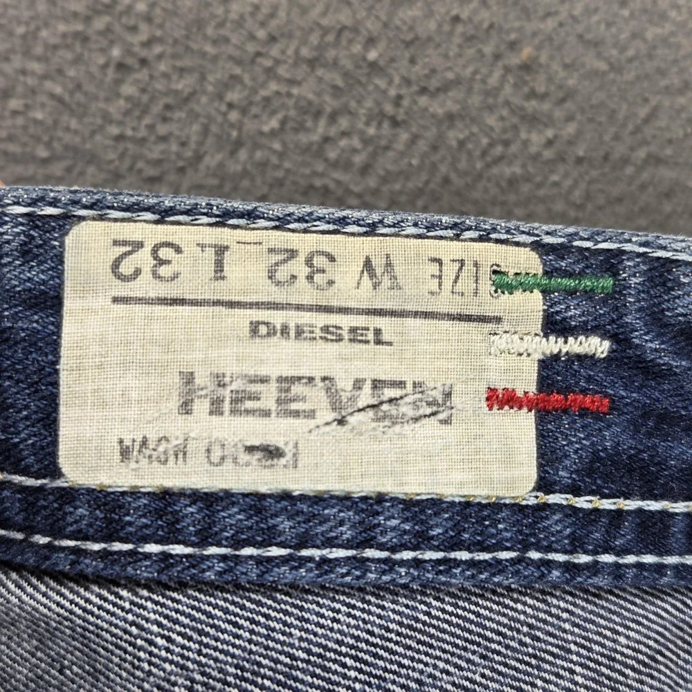 Diesel Jeans Mens 32x32 Blue Heeven Slim Tapered Made in Italy Button Fly 008II
